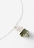STRUGA Green Quartz Silver Necklace - dark minimalist sterling silver necklace handcrafted Bali - view 3