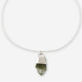 STRUGA Green Quartz Silver Necklace - dark minimalist sterling silver necklace handcrafted Bali