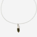 STRUGA Green Quartz Silver Necklace #2 - dark minimalist sterling silver necklace handcrafted Bali