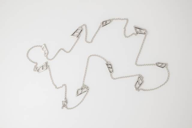 STRUGA Long Signature Link Silver Chain - signature sterling silver necklace handcrafted Bali