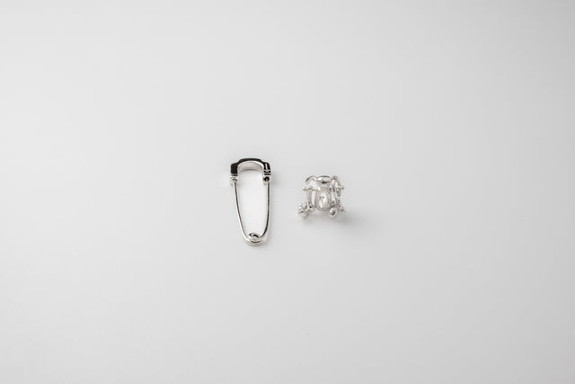 STRUGA Pin + Bear Rabbit Silver Earrings - deconstructed sterling silver earrings handcrafted Bali