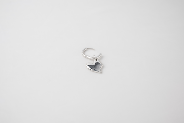 STRUGA Classic + Small Solid Heart Silver Earrings - deconstructed sterling silver earrings handcrafted Bali - view 4