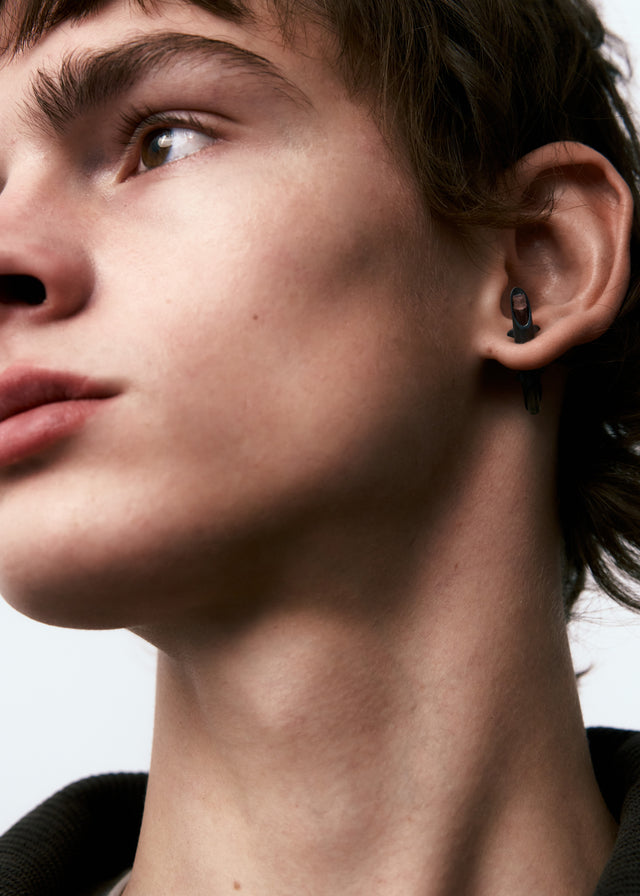 STRUGA Earring Double Thorn (L) #4 - edgy sterling silver earrings handcrafted Bali - view 2