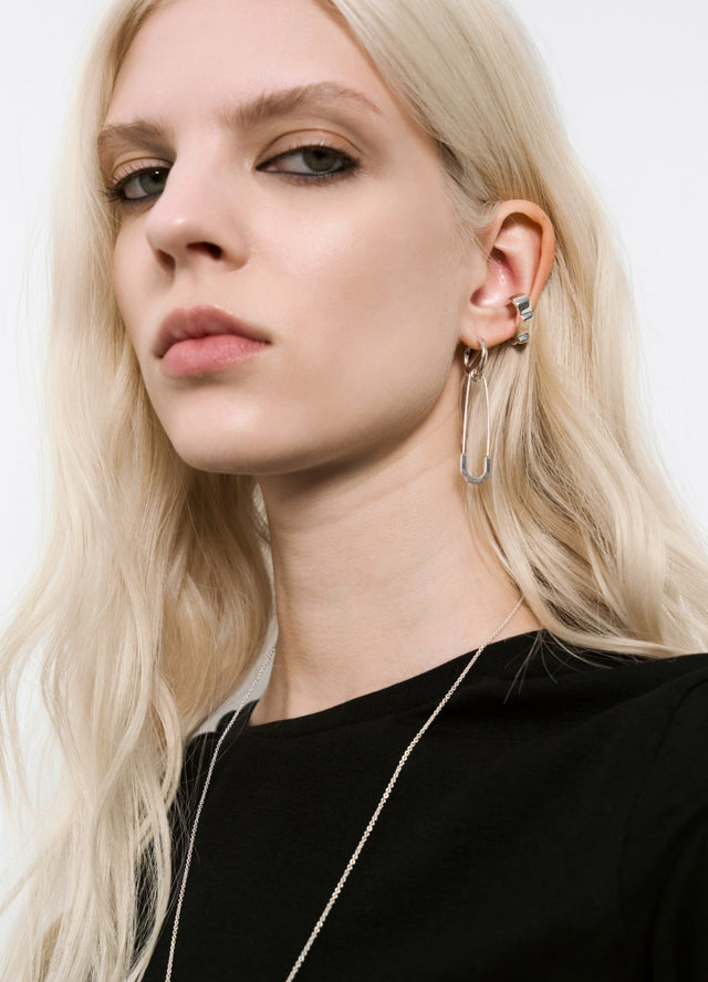 STRUGA Classic + Pin Silver Earrings - deconstructed sterling silver earrings handcrafted Bali - view 2