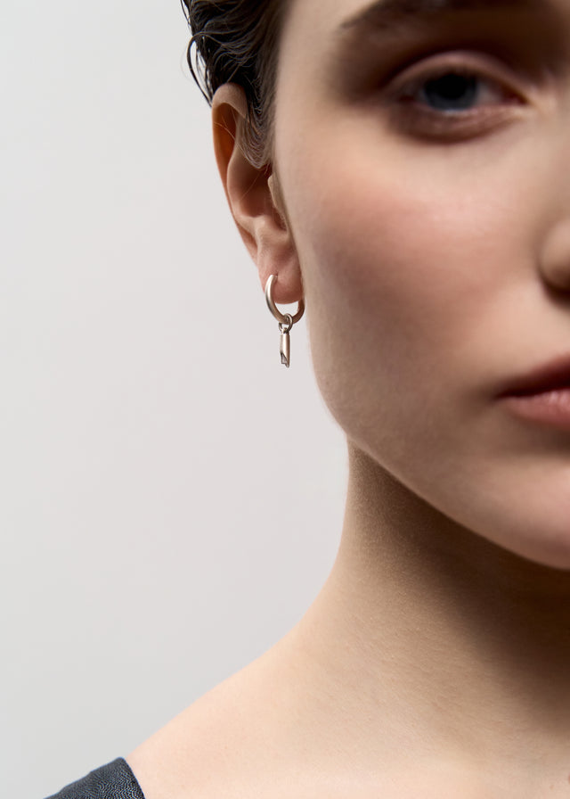 STRUGA Classic + Small Cylinder Frame with Grey Tourmaline #15 Silver Earrings - sterling silver earrings Bali - view 2