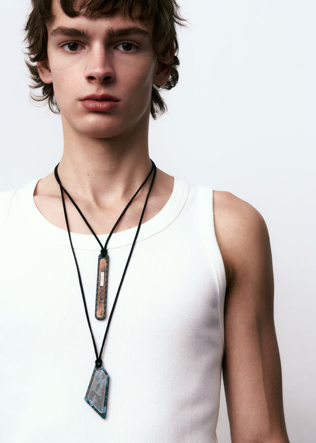 STRUGA Big Line Aged Silver Necklace - oxidized sterling silver necklace handcrafted Bali - view 2