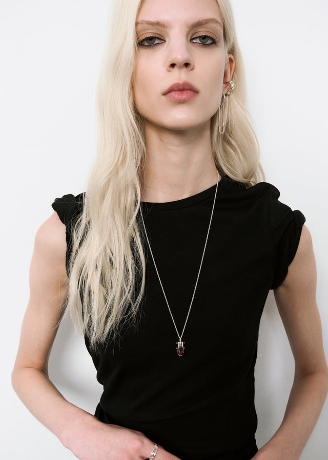 STRUGA Thorn Amulet #2 Silver Necklace - edgy sterling silver necklace handcrafted Bali - view 2