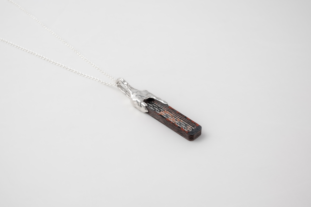 STRUGA Fused Mini Line Bloody Silver Necklace - dark fashion sterling silver necklace handcrafted Bali