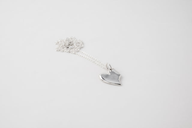 STRUGA Small Solid Heart Silver Necklace - signature sterling silver necklace handcrafted Bali