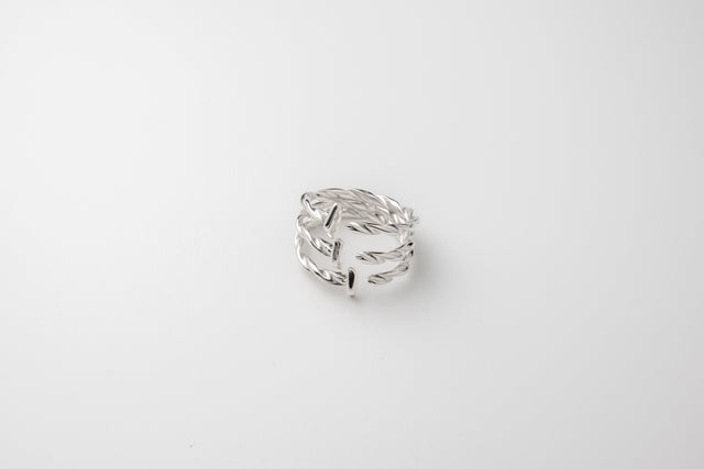 STRUGA Triple Drill Silver Ring - industrial sterling silver ring handcrafted Bali - view 3