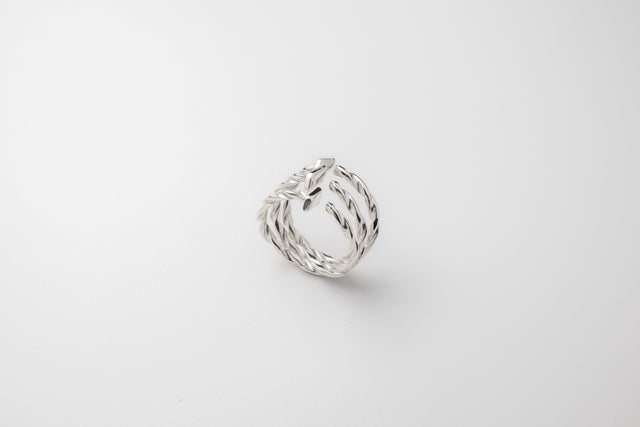 STRUGA Triple Drill Silver Ring - industrial sterling silver ring handcrafted Bali - view 4