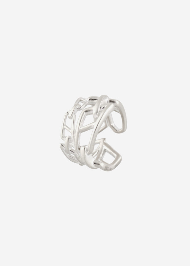 STRUGA Double Line Signature Link Silver Ring - signature sterling silver ring handcrafted Bali - view 5
