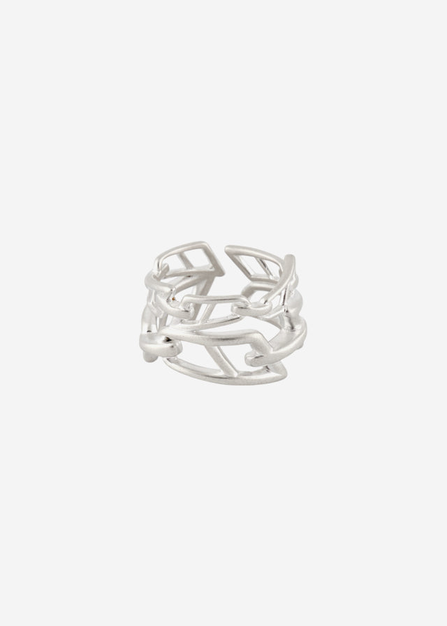 STRUGA Double Line Signature Link Silver Ring - signature sterling silver ring handcrafted Bali