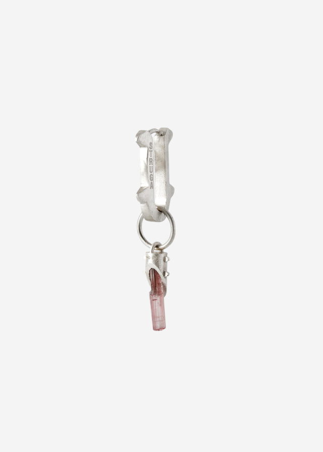 STRUGA Thorn + Small Thorn Frame with Pink Tourmaline #3 Silver Earrings - edgy sterling silver earrings handcrafted Bali ...