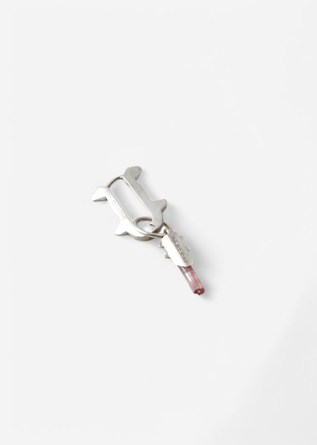 STRUGA Thorn + Small Thorn Frame with Pink Tourmaline #3 Silver Earrings - edgy sterling silver earrings handcrafted Bali