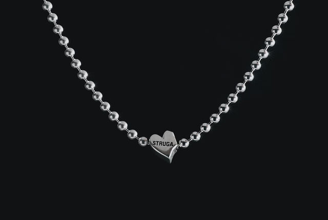 Small Beads with Heart Lock Sterling Silver Choker - Romantic Bali Handmade